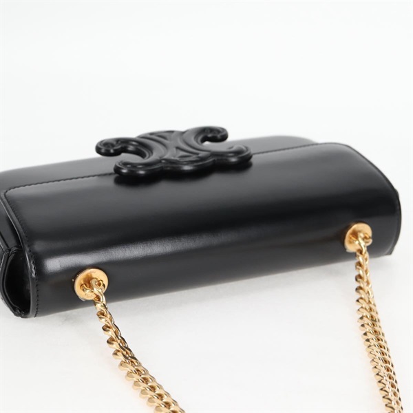 CELINE トリオンフ ショルダーバッグ ブラック ゴールド レザーの画像4