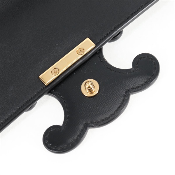 CELINE トリオンフ ショルダーバッグ ブラック ゴールド レザーの画像6