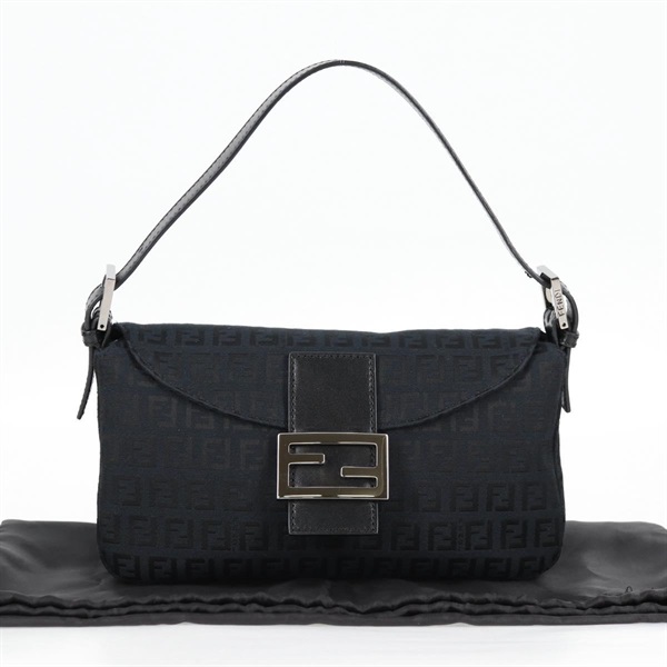 FENDI マンマバゲット ズッキーノ ショルダーバッグ ブラック シルバー キャンバスの画像9