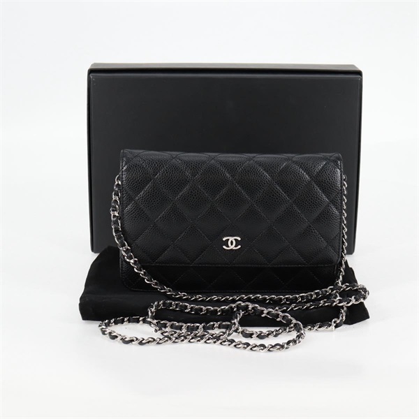 CHANEL マトラッセ マトラッセ チェーンウォレット 2015年 ショルダーバッグ ブラック シルバー キャビアスキンの画像7