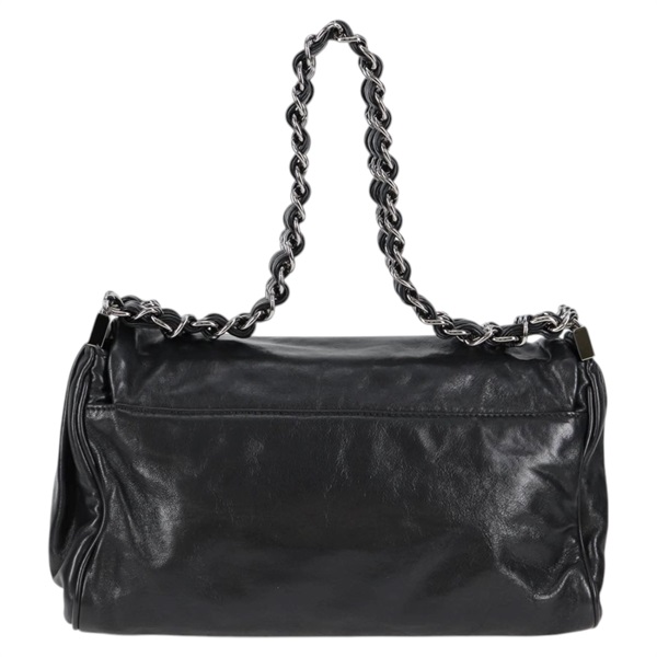 CHANEL ココマーク ワンショルダーバッグ 2008年 ショルダーバッグ ブラック シルバー ラムスキンの画像2