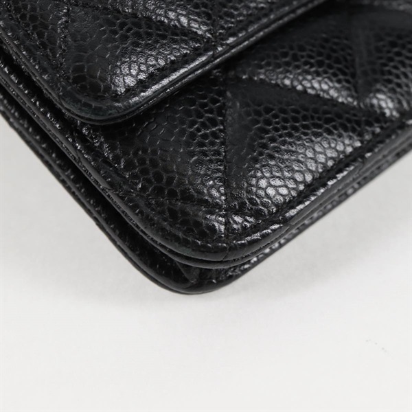 CHANEL マトラッセ チェーンウォレット 2018年 ショルダーバッグ ブラック シルバー キャビアスキンの画像11