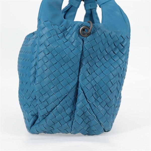 BOTTEGA VENETA クラシック イントレチャート カンパーナ トートバッグ ブルー ブラック レザーの画像2
