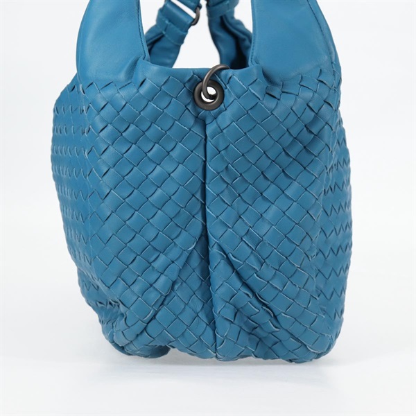 BOTTEGA VENETA クラシック イントレチャート カンパーナ トートバッグ ブルー ブラック レザーの画像3