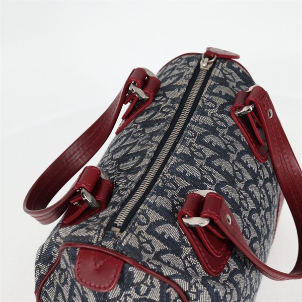 Christian Dior トロッター ボストンバッグ ネイビー レッド キャンバスの画像4