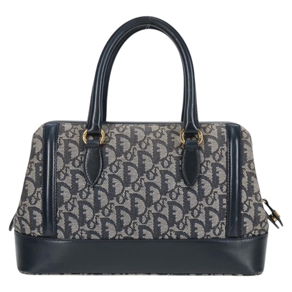 Christian Dior トロッター ボストンバッグ ネイビー ゴールド キャンバスの画像1