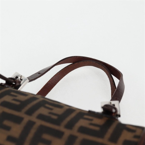 FENDI ズッカー ミニボストン ハンドバッグ ブラウン シルバー キャンバスの画像7