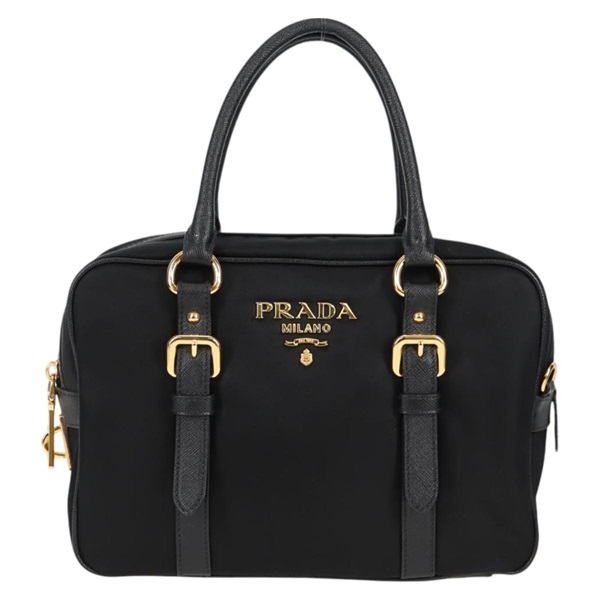 PRADA ロゴ 2WAYハンドバッグ ハンドバッグ ブラック ゴールド テスートの画像1