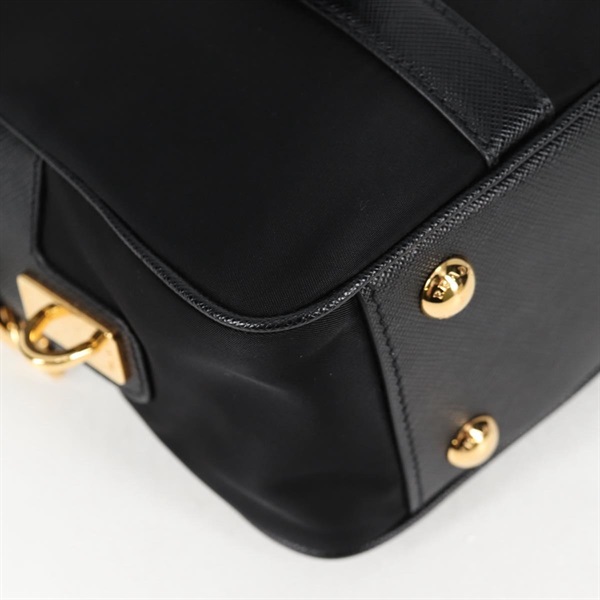 PRADA ロゴ 2WAYハンドバッグ ハンドバッグ ブラック ゴールド テスートの画像9