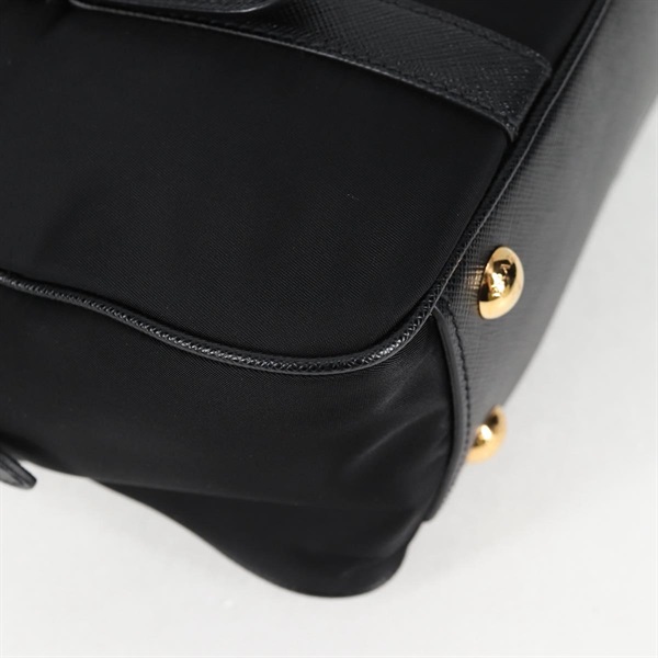 PRADA ロゴ 2WAYハンドバッグ ハンドバッグ ブラック ゴールド テスートの画像11