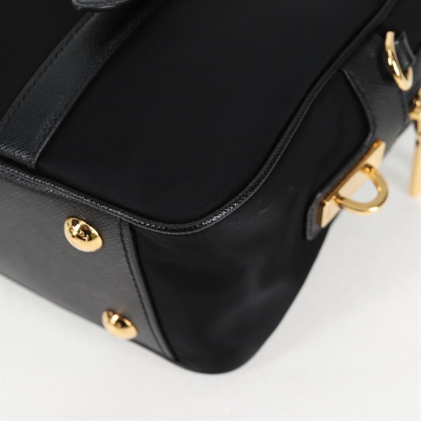 PRADA ロゴ 2WAYハンドバッグ ハンドバッグ ブラック ゴールド テスートの画像12