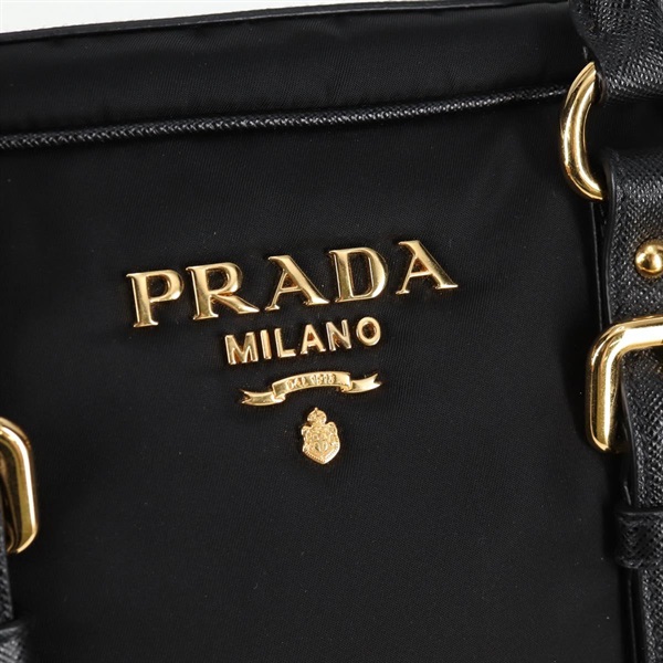 PRADA ロゴ 2WAYハンドバッグ ハンドバッグ ブラック ゴールド テスートの画像13