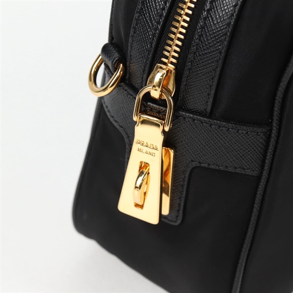 PRADA ロゴ 2WAYハンドバッグ ハンドバッグ ブラック ゴールド テスートの画像14