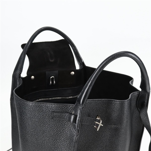 CELINE ビッグバッグ ハンドバッグ ブラック シルバー レザーの画像7