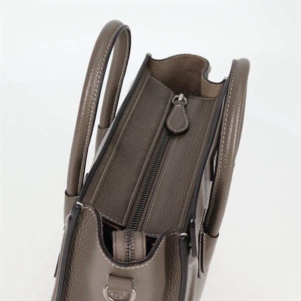 CELINE ラゲージ ナノショッパー ハンドバッグ グレージュ シルバー レザーの画像5