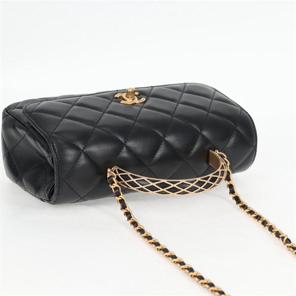 CHANEL マトラッセ 2WAYハンドバッグ トップハンドルバッグ 2021年 ショルダーバッグ ブラック ゴールド ラムスキンの画像5