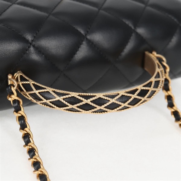 CHANEL マトラッセ 2WAYハンドバッグ トップハンドルバッグ 2021年 ショルダーバッグ ブラック ゴールド ラムスキンの画像6