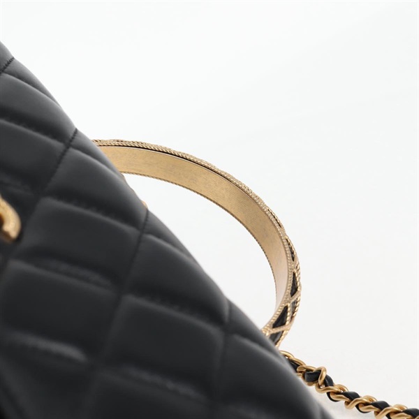 CHANEL マトラッセ 2WAYハンドバッグ トップハンドルバッグ 2021年 ショルダーバッグ ブラック ゴールド ラムスキンの画像7
