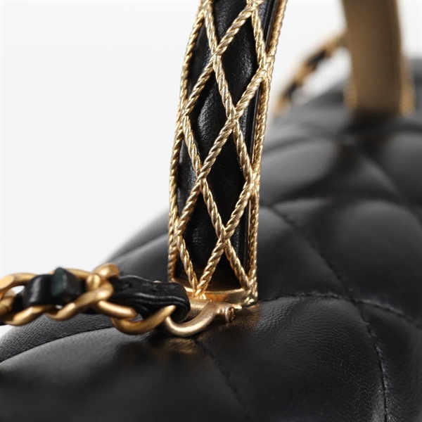 CHANEL マトラッセ 2WAYハンドバッグ トップハンドルバッグ 2021年 ショルダーバッグ ブラック ゴールド ラムスキンの画像16