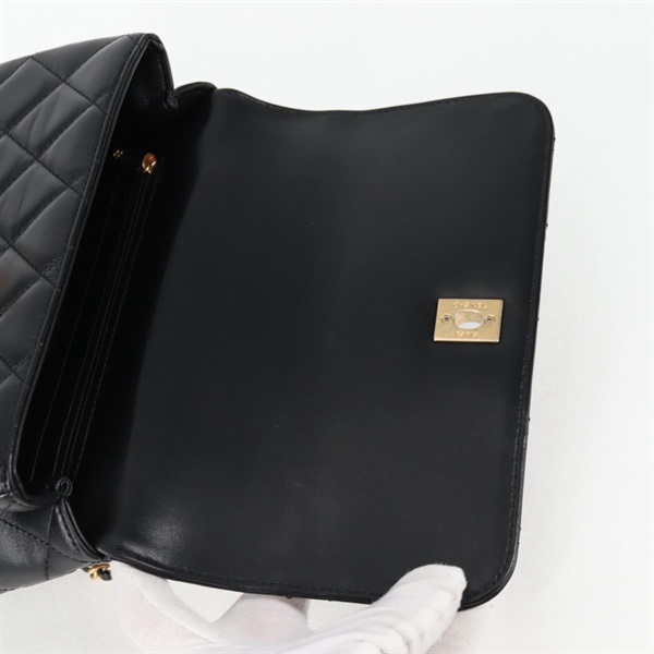 CHANEL マトラッセ 2WAYハンドバッグ トップハンドルバッグ 2021年 ショルダーバッグ ブラック ゴールド ラムスキンの画像18