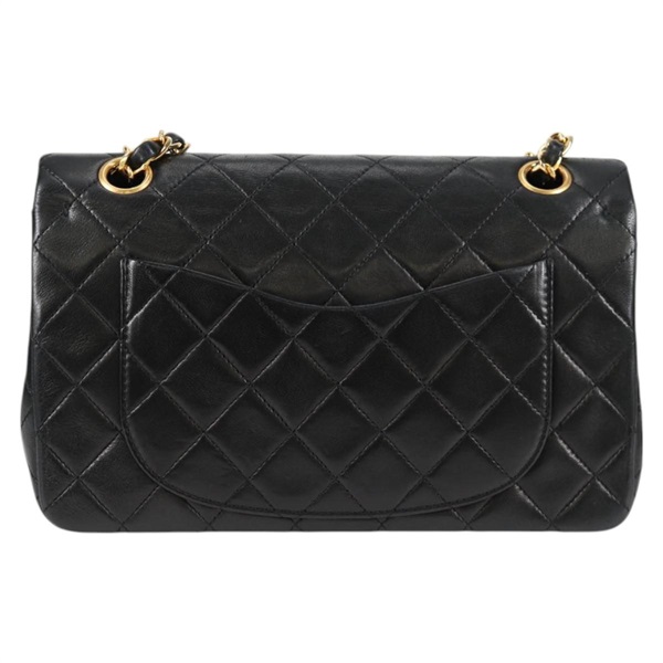 CHANEL マトラッセ ダブルフラップダブルチェーン 23 1990年 ショルダーバッグ ブラック ゴールド ラムスキンの画像2