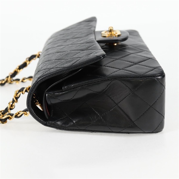 CHANEL マトラッセ ダブルフラップダブルチェーン 23 1990年 ショルダーバッグ ブラック ゴールド ラムスキンの画像3