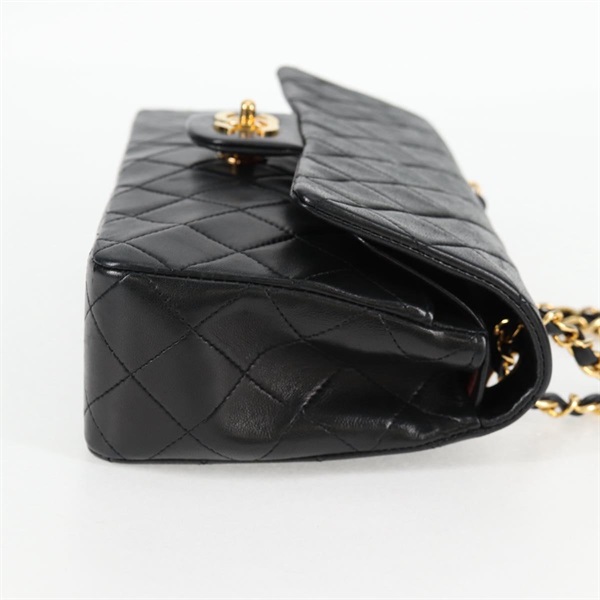 CHANEL マトラッセ ダブルフラップダブルチェーン 23 1990年 ショルダーバッグ ブラック ゴールド ラムスキンの画像4
