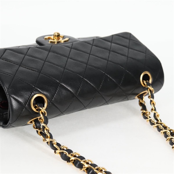 CHANEL マトラッセ ダブルフラップダブルチェーン 23 1990年 ショルダーバッグ ブラック ゴールド ラムスキンの画像5