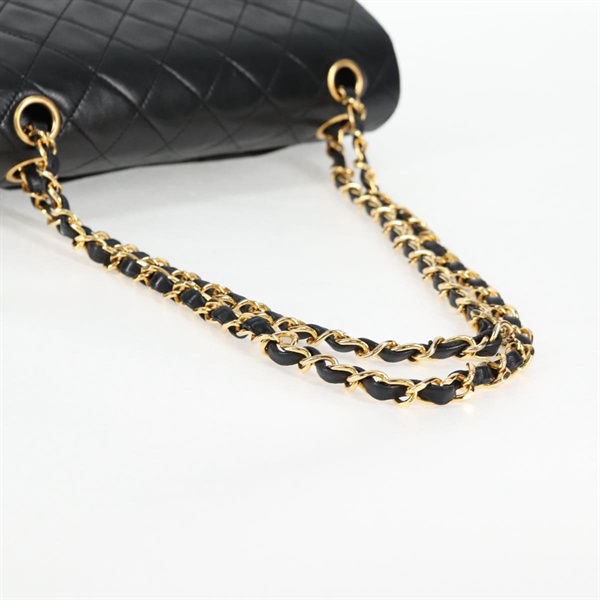 CHANEL マトラッセ ダブルフラップダブルチェーン 23 1990年 ショルダーバッグ ブラック ゴールド ラムスキンの画像6