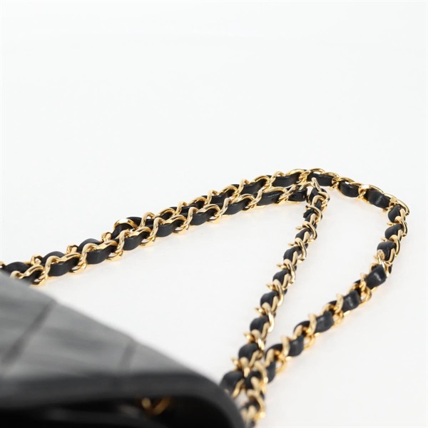 CHANEL マトラッセ ダブルフラップダブルチェーン 23 1990年 ショルダーバッグ ブラック ゴールド ラムスキンの画像8