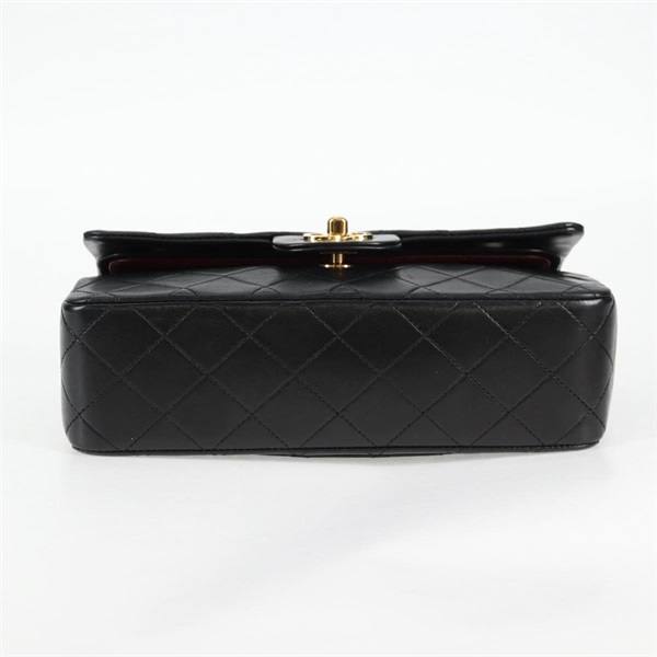 CHANEL マトラッセ ダブルフラップダブルチェーン 23 1990年 ショルダーバッグ ブラック ゴールド ラムスキンの画像9