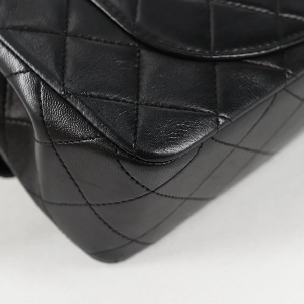 CHANEL マトラッセ ダブルフラップダブルチェーン 23 1990年 ショルダーバッグ ブラック ゴールド ラムスキンの画像12