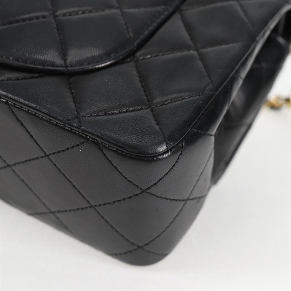CHANEL マトラッセ ダブルフラップダブルチェーン 23 1990年 ショルダーバッグ ブラック ゴールド ラムスキンの画像13