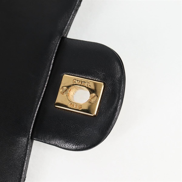 CHANEL マトラッセ ダブルフラップダブルチェーン 23 1990年 ショルダーバッグ ブラック ゴールド ラムスキンの画像16