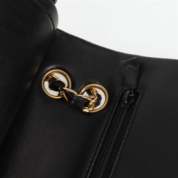 CHANEL マトラッセ ダブルフラップダブルチェーン 23 1990年 ショルダーバッグ ブラック ゴールド ラムスキンの画像17