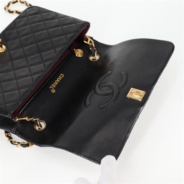 CHANEL マトラッセ シングルフラップシングルチェーン 23 ショルダーバッグ ブラック ゴールド ラムスキンの画像14