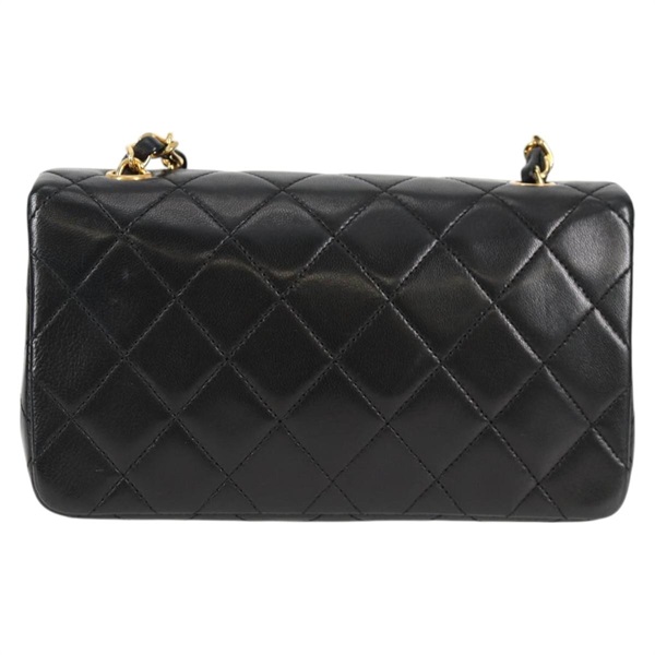 CHANEL マトラッセ シングルフラップシングルチェーン ミニ 1990年 ショルダーバッグ ブラック ゴールド ラムスキンの画像2