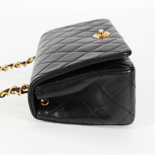 CHANEL マトラッセ シングルフラップシングルチェーン ミニ 1990年 ショルダーバッグ ブラック ゴールド ラムスキンの画像3