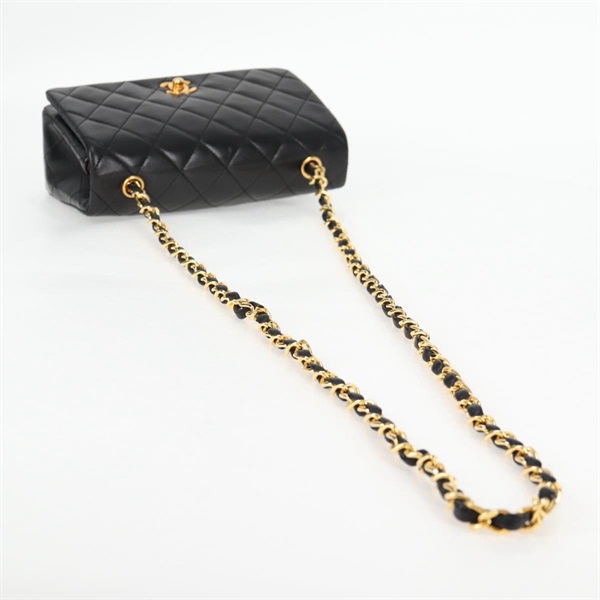 CHANEL マトラッセ シングルフラップシングルチェーン ミニ 1990年 ショルダーバッグ ブラック ゴールド ラムスキンの画像6