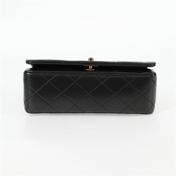 CHANEL マトラッセ シングルフラップシングルチェーン ミニ 1990年 ショルダーバッグ ブラック ゴールド ラムスキンの画像9