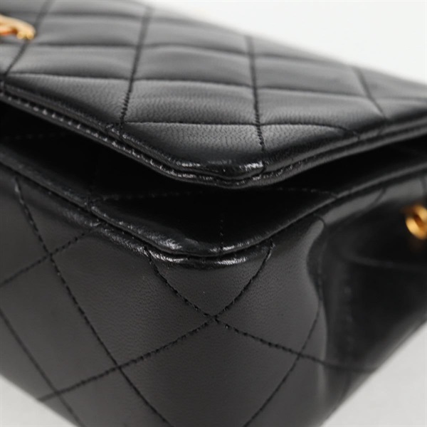 CHANEL マトラッセ シングルフラップシングルチェーン ミニ 1990年 ショルダーバッグ ブラック ゴールド ラムスキンの画像11