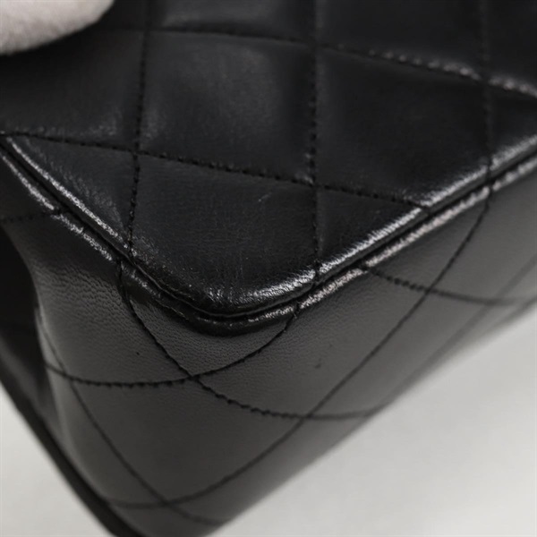 CHANEL マトラッセ シングルフラップシングルチェーン ミニ 1990年 ショルダーバッグ ブラック ゴールド ラムスキンの画像12
