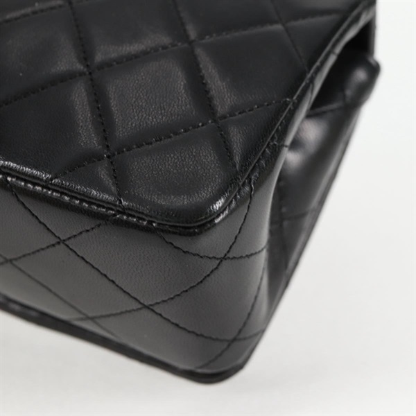 CHANEL マトラッセ シングルフラップシングルチェーン ミニ 1990年 ショルダーバッグ ブラック ゴールド ラムスキンの画像13