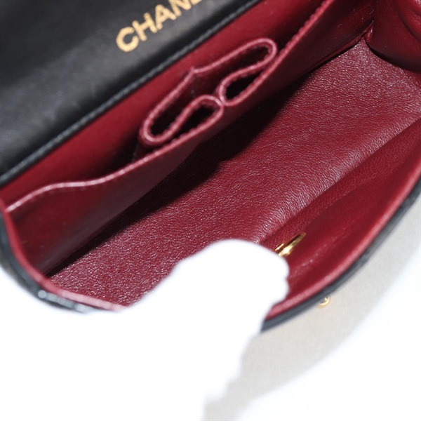 CHANEL マトラッセ シングルフラップシングルチェーン ミニ 1990年 ショルダーバッグ ブラック ゴールド ラムスキンの画像19