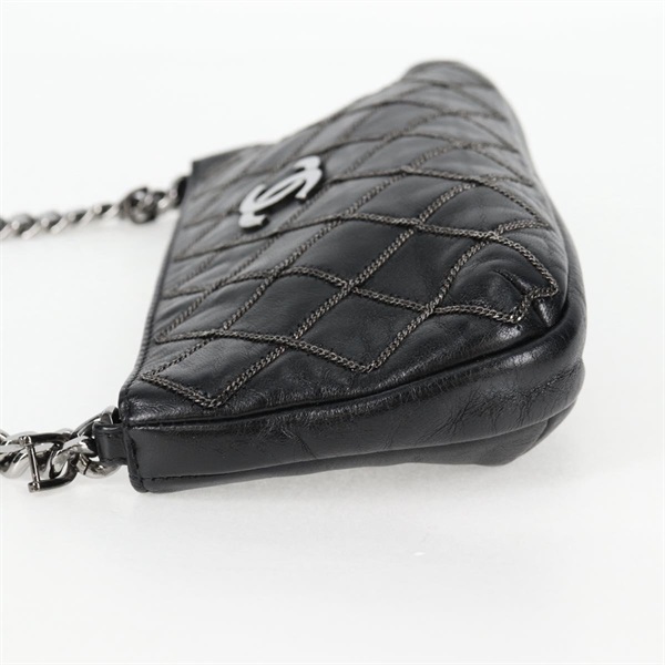 CHANEL マトラッセ ショルダーポーチ ビコローレ 2005年 ショルダーバッグ ブラック シルバー ラムスキンの画像3