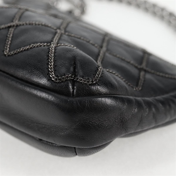 CHANEL マトラッセ ショルダーポーチ ビコローレ 2005年 ショルダーバッグ ブラック シルバー ラムスキンの画像10