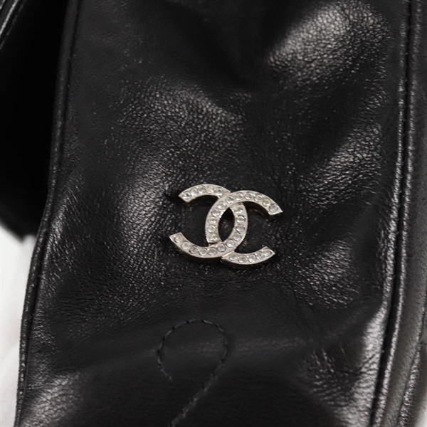 CHANEL 2.55 シングルフラップダブルチェーン 2001年 ショルダーバッグ ブラック シルバー ラムスキンの画像13