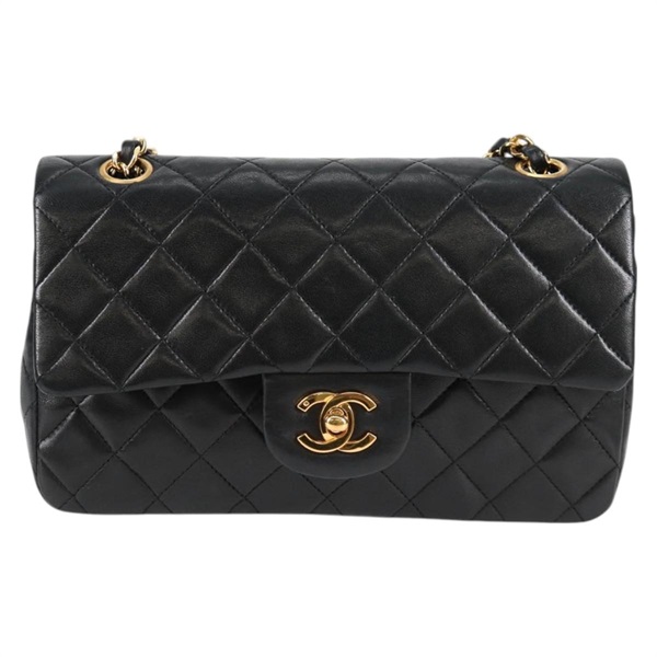 CHANEL マトラッセ ダブルフラップダブルチェーン 23 1990年 ショルダーバッグ ブラック ゴールド ラムスキンの画像1