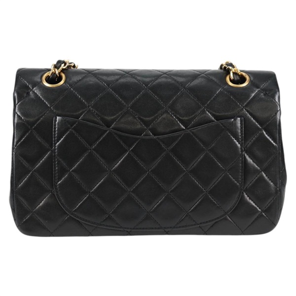 CHANEL マトラッセ ダブルフラップダブルチェーン 23 1990年 ショルダーバッグ ブラック ゴールド ラムスキンの画像2