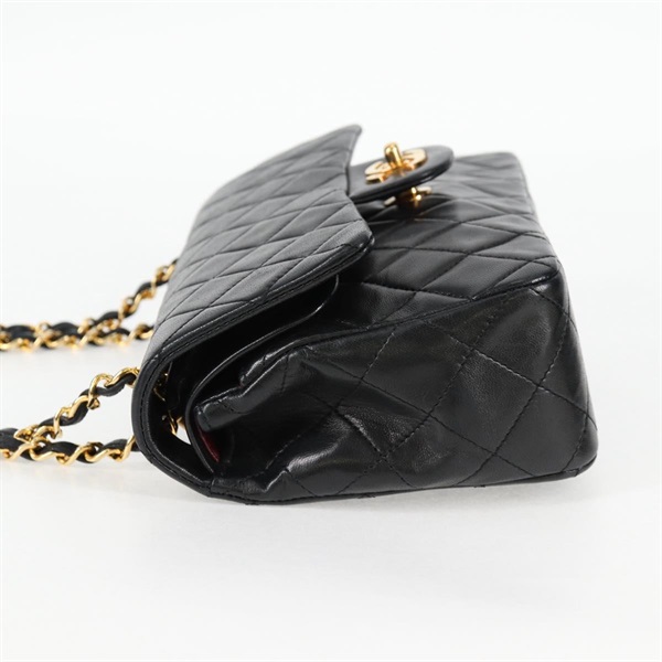 CHANEL マトラッセ ダブルフラップダブルチェーン 23 1990年 ショルダーバッグ ブラック ゴールド ラムスキンの画像3